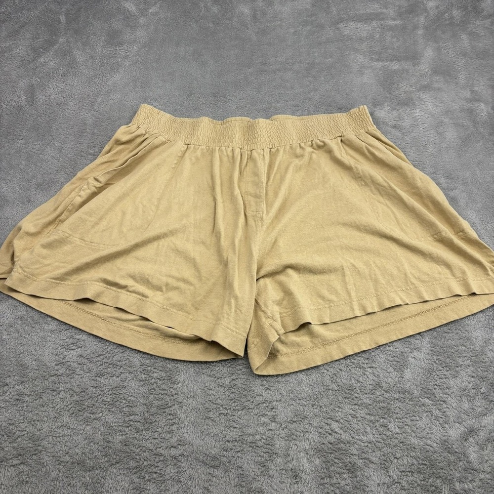 Wrap London Shorts Womens 16 Beige‎ Hemp Organic Cotton Elastic Waist Casual